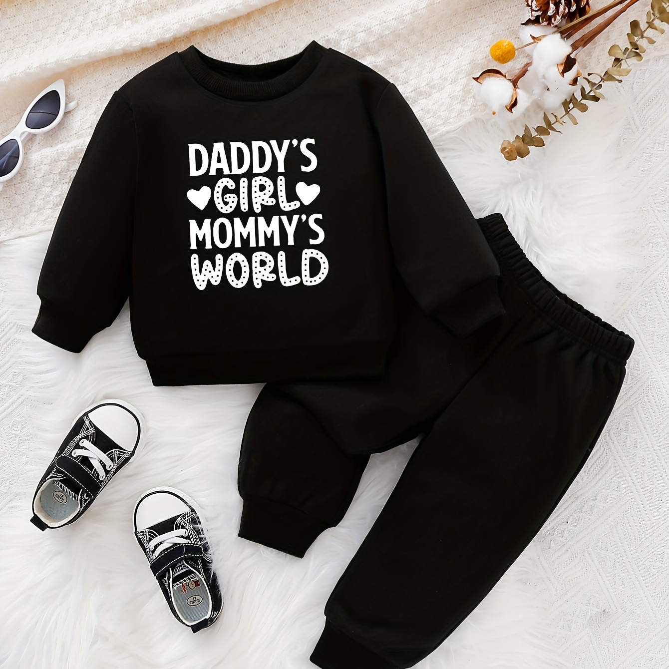 Fleece Outfit Set Baby Girls Comfy Set daddy's Girl Mommy's - Temu Canada