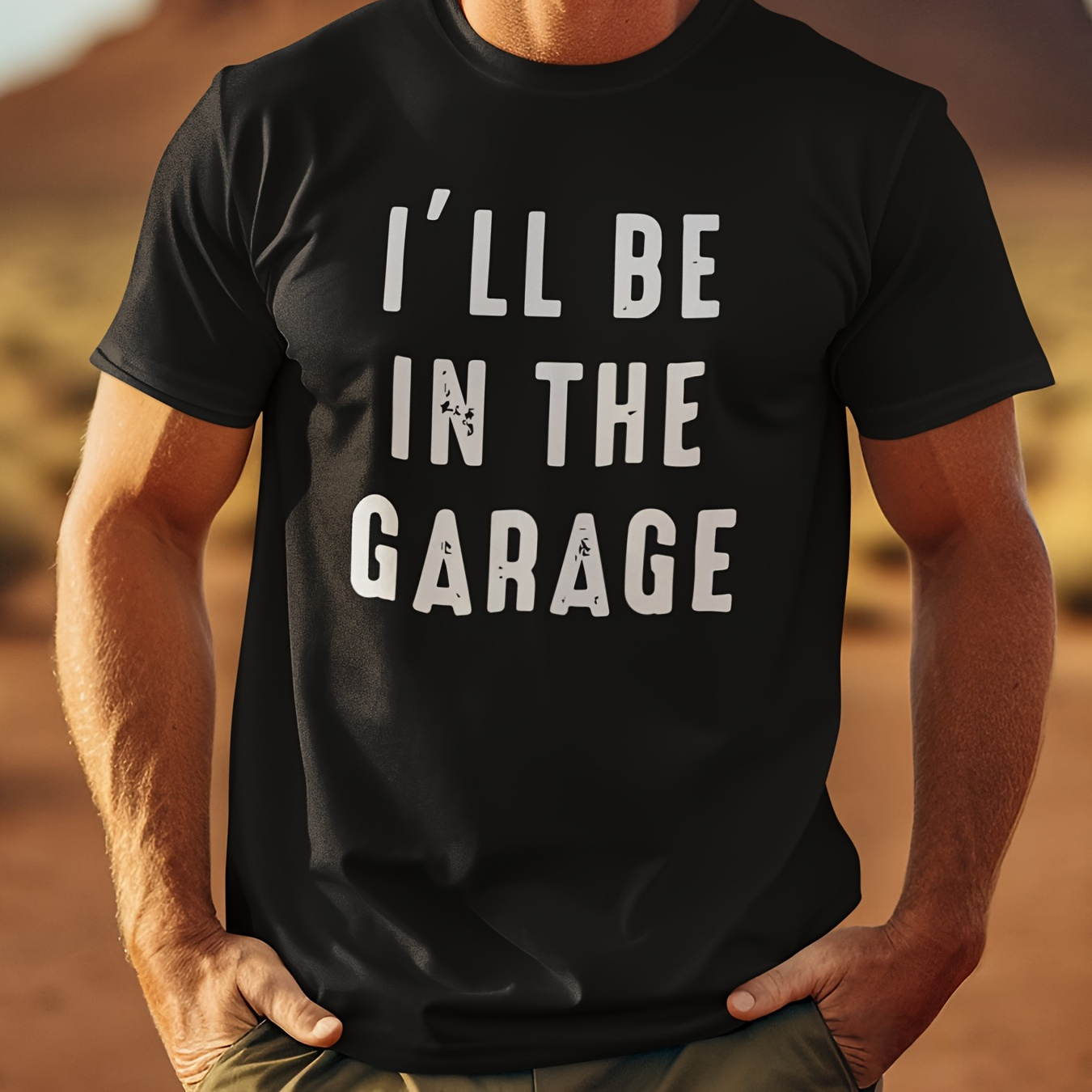 

' ' - Men's Front Printed Short-sleeved T-shirt - Comfortable & Breathable Casual Tops For Summer, Spring & Fall