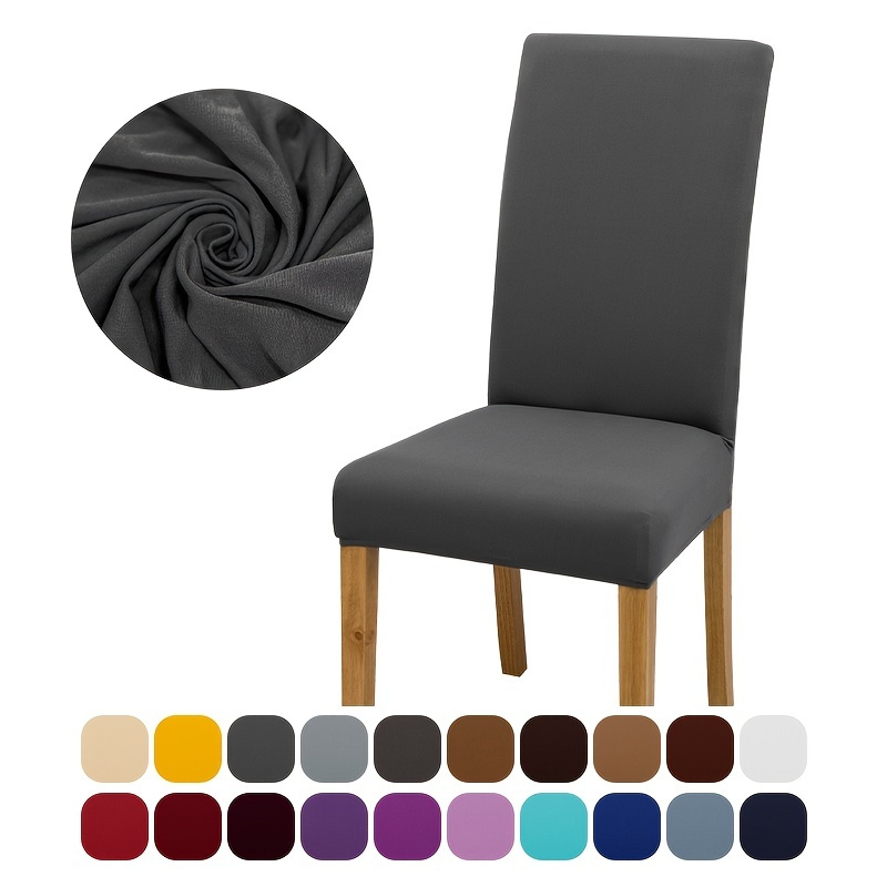 

1pc Milk Silk 4 Seasons Solid Color Stretch Chair Slipcover, For Dining Room, Hotel, Ceremony