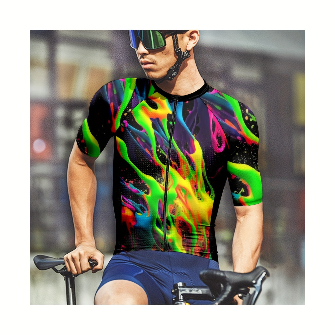 

2024 New Splash-ink Cycling Clothing Highway Quick-drying Mesh Fabric Breathable Fashion Brand Tie-dye Short-sleeved T-shirt