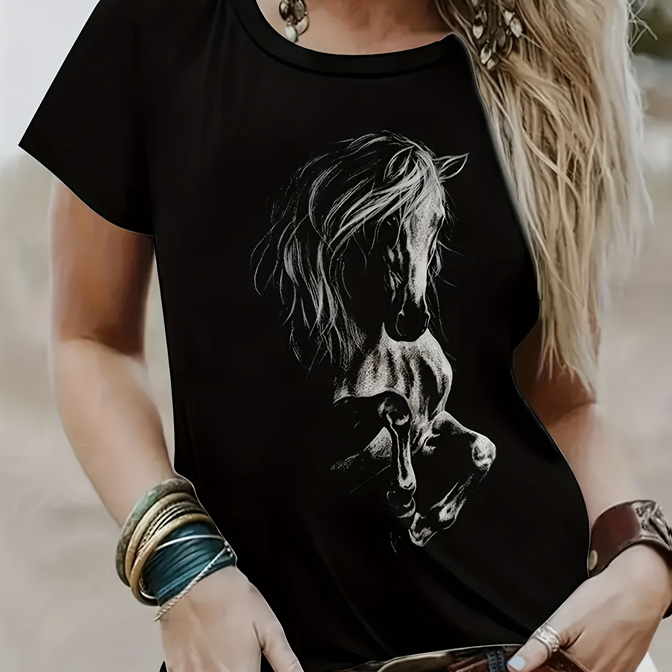 

Print Womens Graphic Tee - Lightweight & Breathable Short Sleeve Top For Effortless Summer & Spring Style - Fashionable Casual Wear