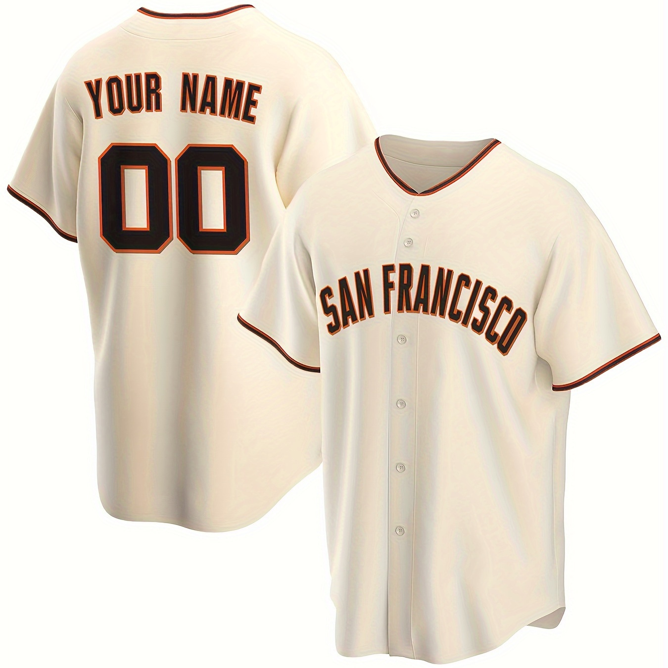 

Customized Name And Number Design, Men's San Francisco Short Sleeve Loose Breathable V-neck Embroidery Baseball Jersey, Sports Shirt For Team Training