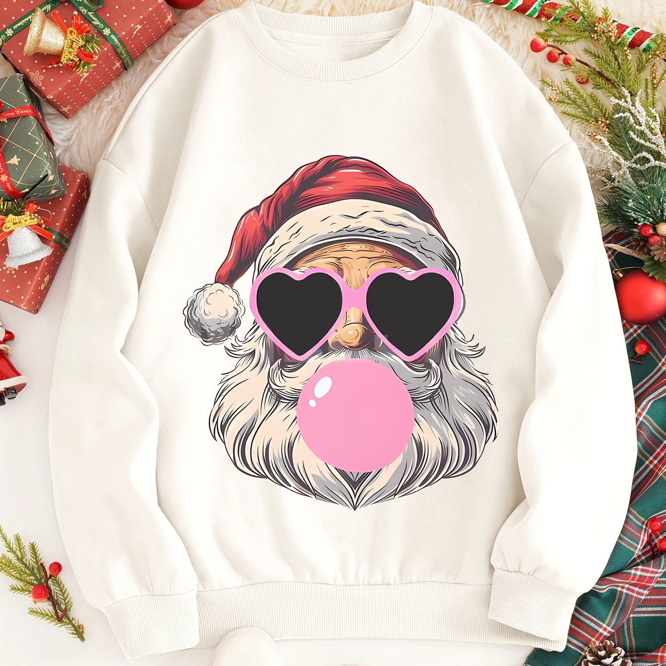 

Sweatshirt Imprimé Père - , Col Rond, à Longues & l'Hiver