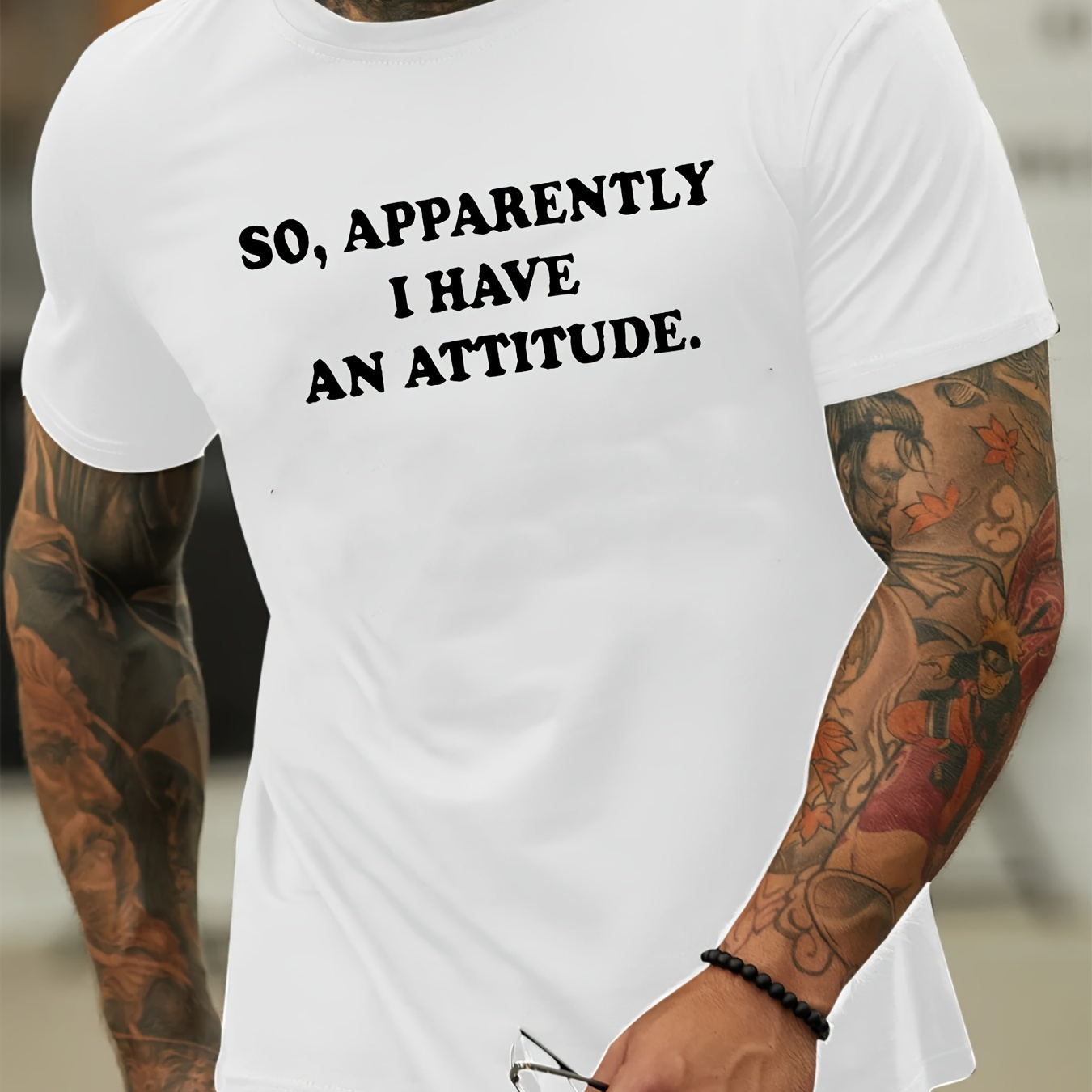 

So What Apparently I Have An Attitude Print Men's Round Neck Short Sleeve Tee Fashion Regular Fit T-shirt Top For Spring Summer Holiday