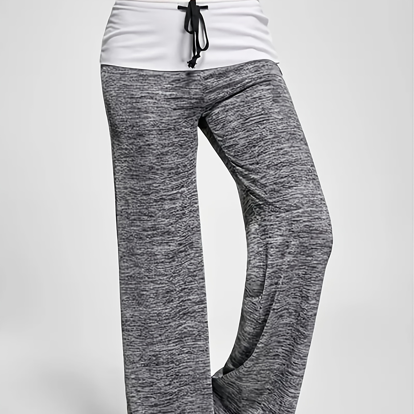 

Plus Size Casual Pants, Women's Plus Colorblock Drawstring Slight Stretch Loose Fit Pants