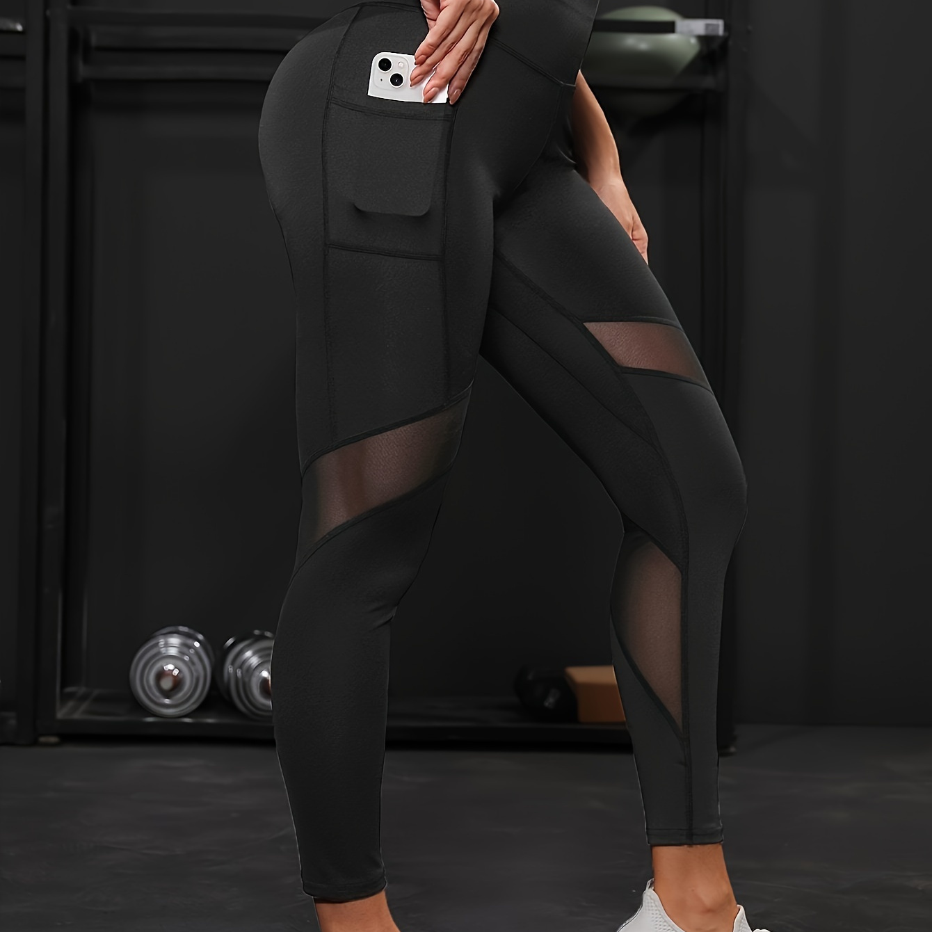 

[customer ] High-waisted Breathable Mesh Leggings For Running And Yoga - Tummy Control & Glute Workouts, Stretchy Polyester With Pockets, Activewear