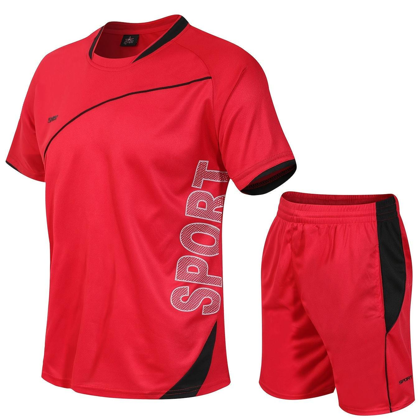  ONLYGO Conjunto de 2 piezas de traje deportivo para hombre, traje  deportivo de retazos, traje deportivo rojo, S : Ropa, Zapatos y Joyería
