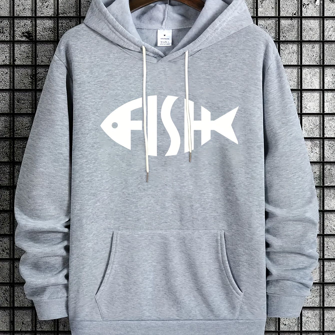 

Sweat à Capuche Décontracté pour Homme avec Imprimé Poisson et Poche - Polyester , Coupe