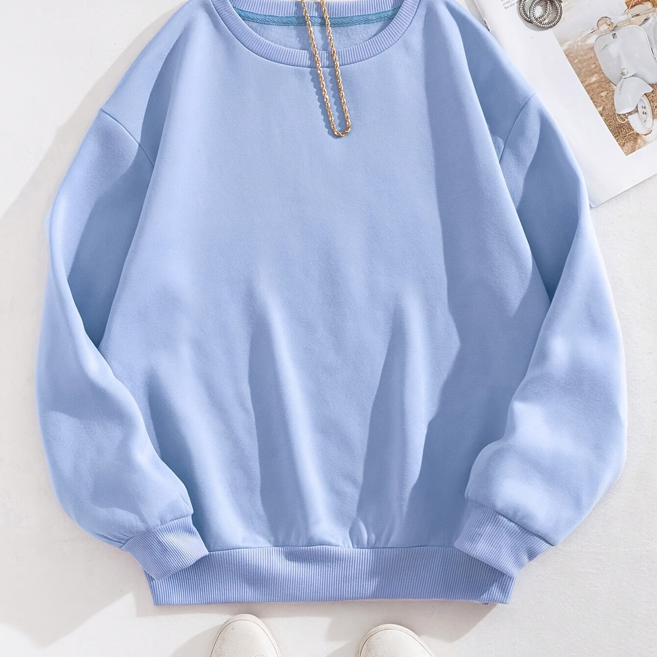 

Women's Casual And Fashionable Sports Sweatshirt, Suitable For Autumn And Winter, Comfortable And Soft, Solid Color