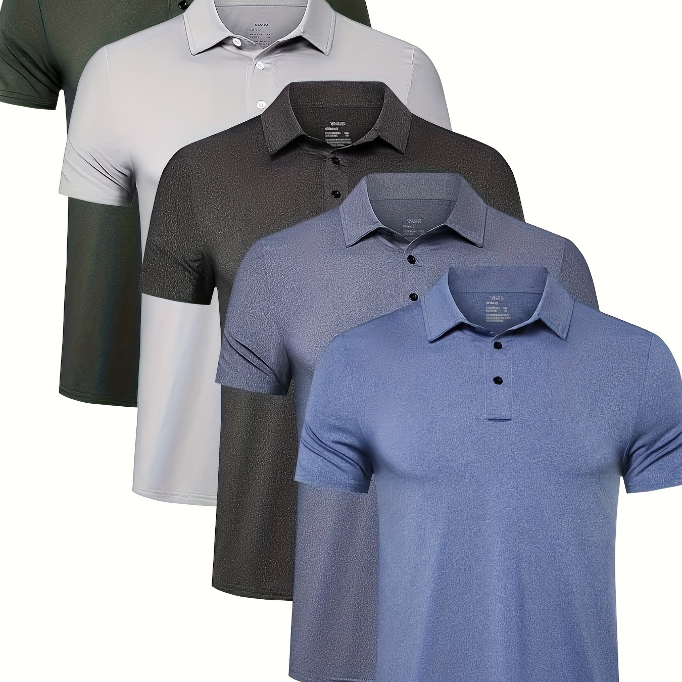 

5-pack Men's Shirts Quick Dry Performance Short Sleeve Golf T-shirts - Moisture Wicking Casual Workout Tops