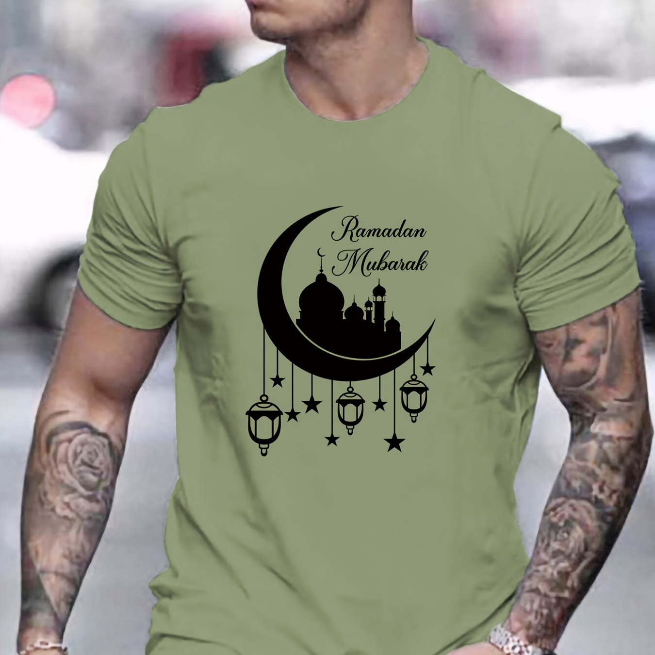 

Men's Casual Crew Neck T-shirt For Summer, Ramadan