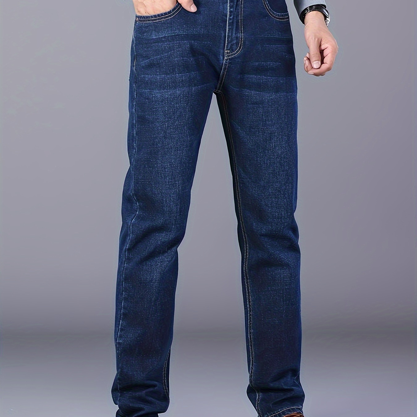 

Men's Slim Fit Denim Pants, Men's Classic Design Jeans, Versatile For Business And Casual Wear