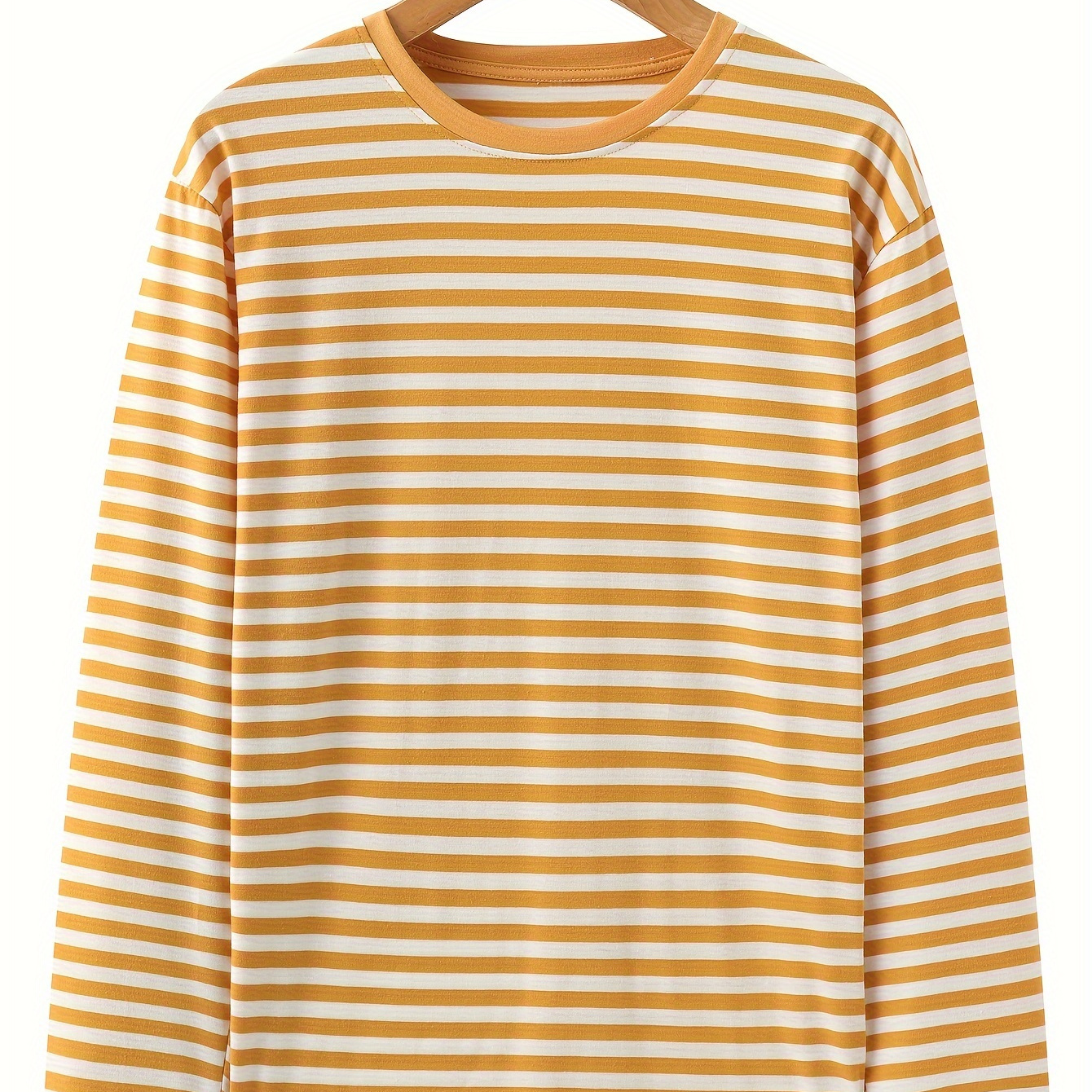 

Striped Men's Casual Stretch Long Sleeve Crew Neck T-shirt, Outdoor