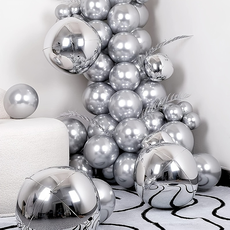 69pcs Silver Metal Balloons: Perfect For Festive Party Decorations & Arches!