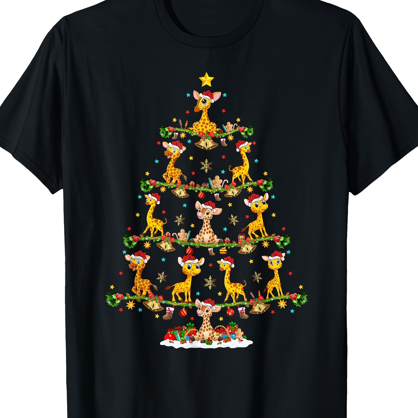 

Giraffe Santa Giraffe Christmas T-shirt- 220g 100% Cotton