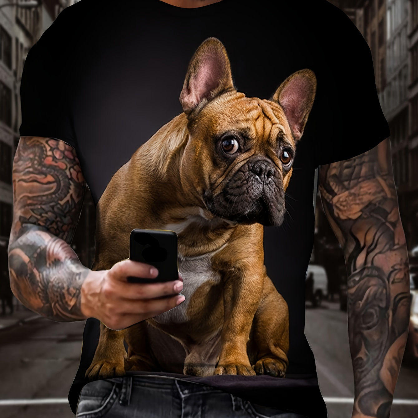 

T-shirts À Manches Courtes Pour Hommes, Adorables Imprimés Graphiques De Chien En 3D, Hauts Confortables Et Décontractés À Col Ras Du Cou Élastiques Pour Les Activités De Plein Air Pour Hommes