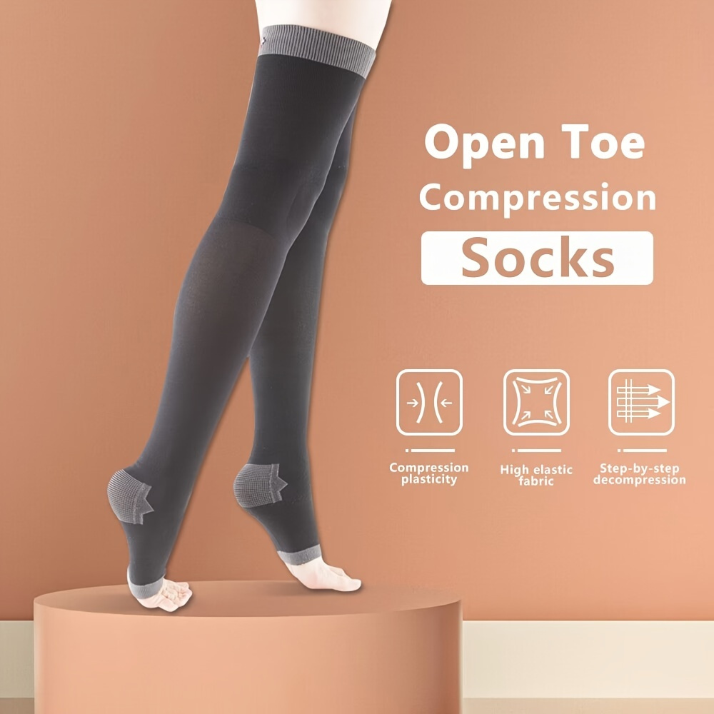 Open Toe Compression Socks Thigh High Toeless Sleep - Temu
