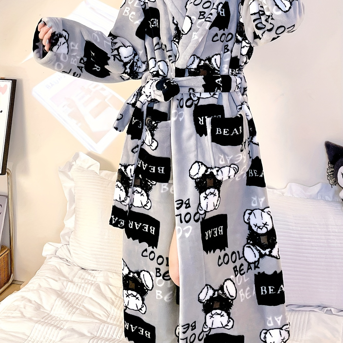 

Women's Fleece Hanfu Bathrobe, V- Long Sleeve , Polyester , , For Fall/