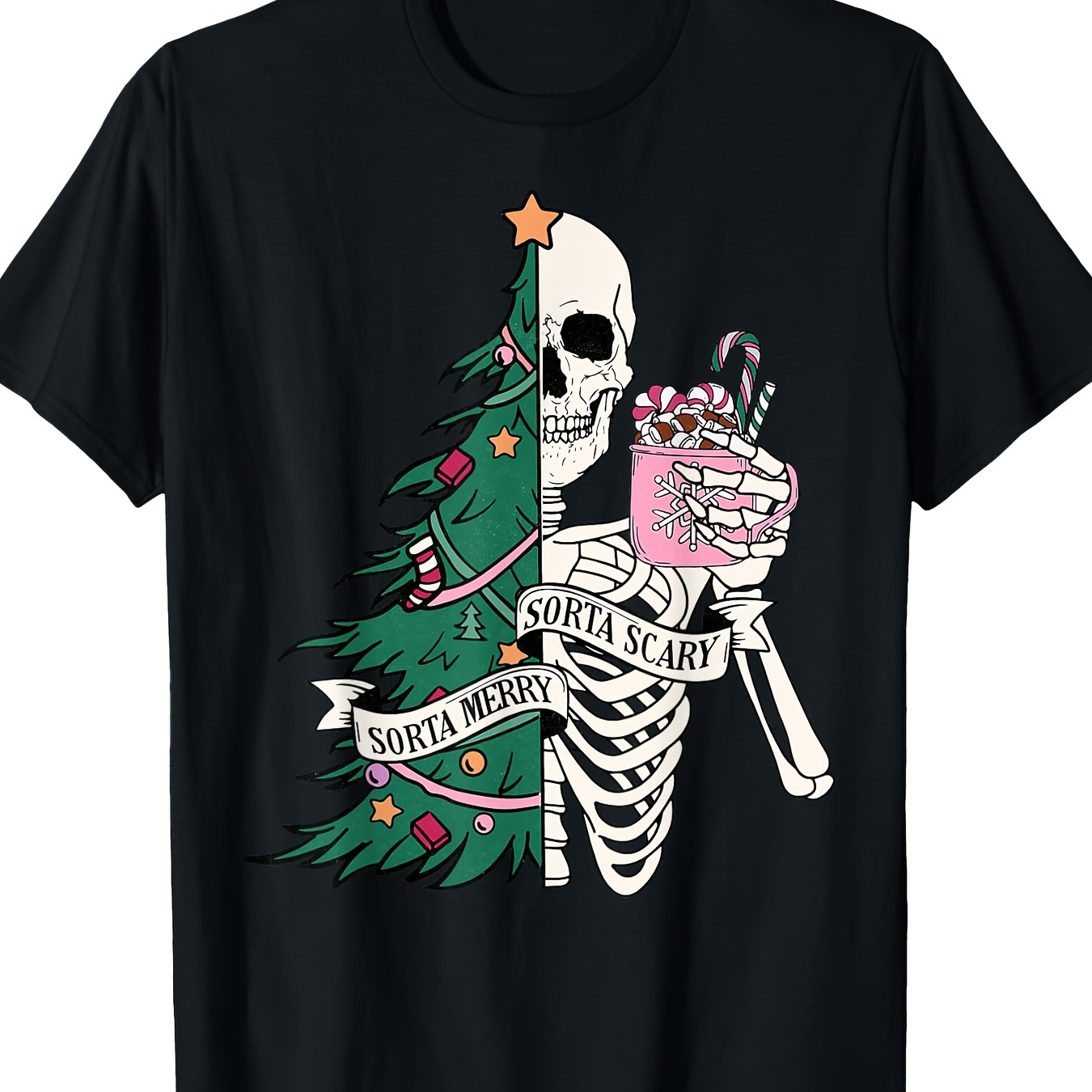 

Funny Christmas Merry Scary Skeleton Tree T-shirt220g