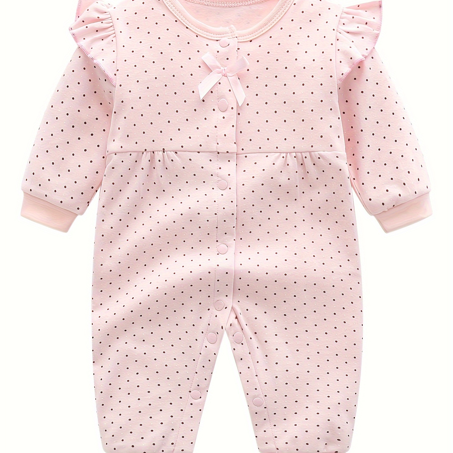 

's Bowknot Decor Pattern Bodysuit, Long , Toddler & Infant Girl's