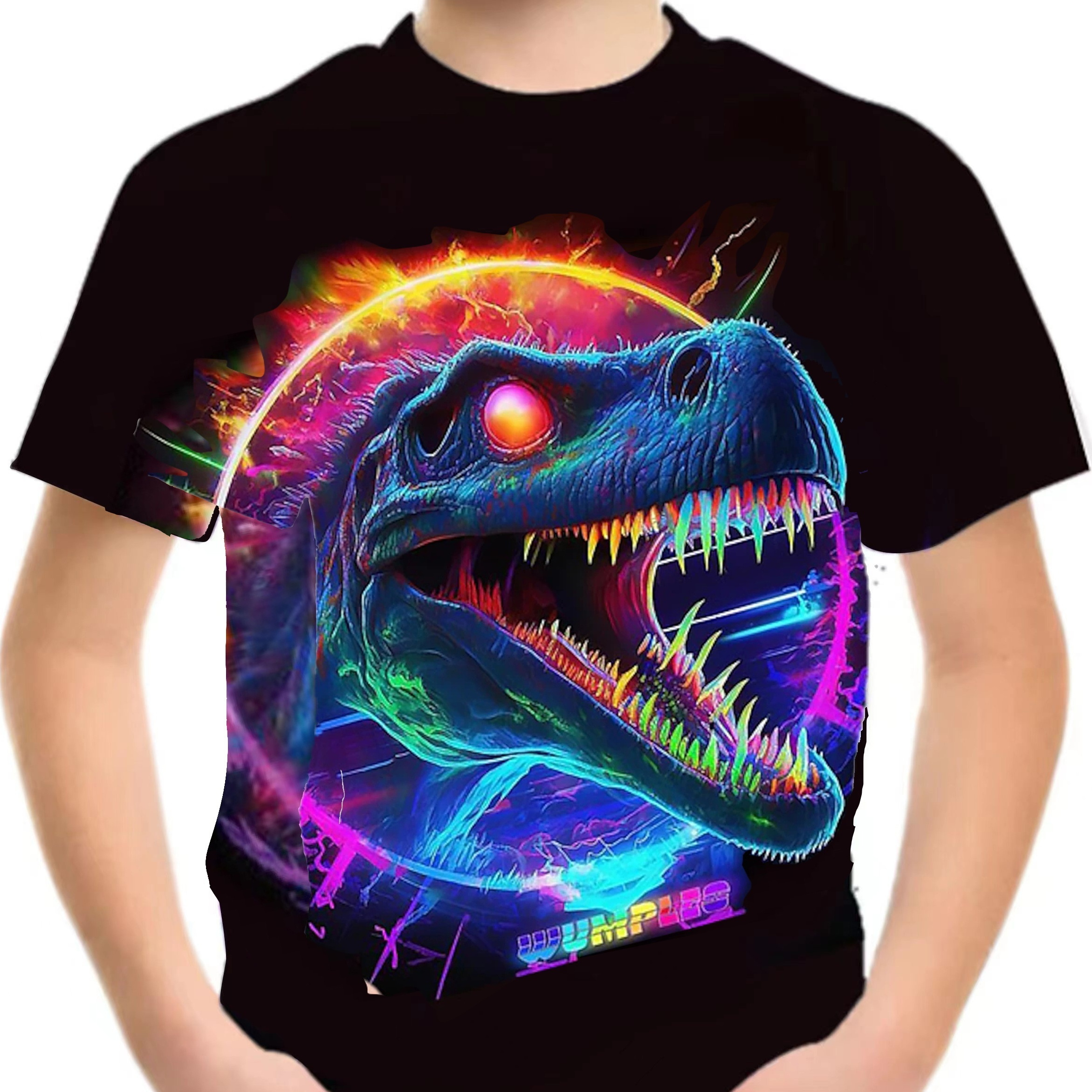 

Fashion Colorful Dinosaur 3d Print Boys Creative T-shirt, Casual Lightweight Comfy Short Sleeve Tee Tops, Kids Clothings For Summer