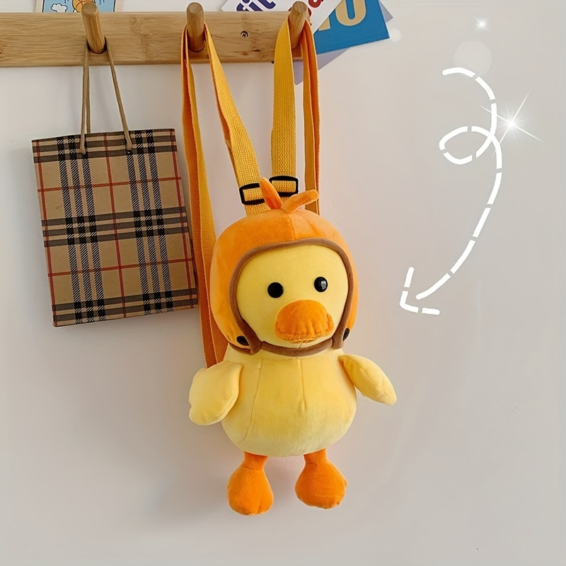 Plush Yellow Duck Backpack, Kawaii Cartoon Design Purse, Stuffed Cartoon  Animal Shaped Daypack Fluffy Bag