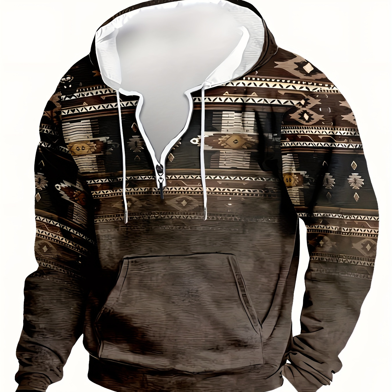 

Ethnic Print Hoodie - Hooded Sweatshirt For Men - Fashionable Casual Top For , Style