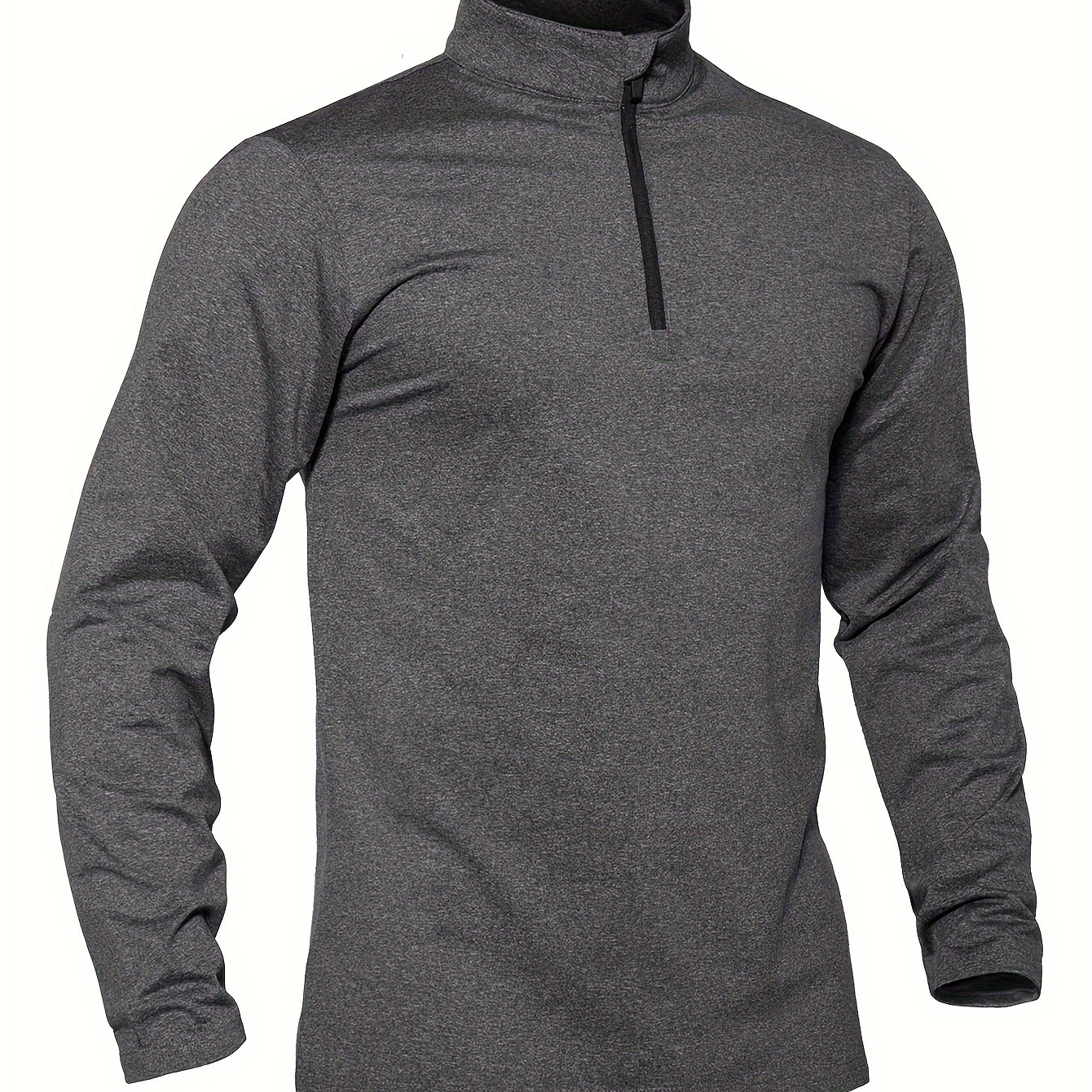 

Eklentson Men's 1/4 Zipper Placket Long Sleeve Sports Top Cationic Spandex Fabric Brushed Fleece Warm Skin Friendly Comfortable Moisture Wicking Fitted Fit Highly Stretchable High Workout Sports Tops