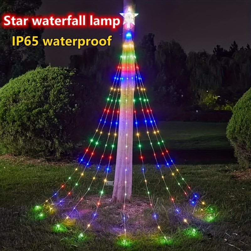 Guirnalda de luces azules, tira de luces LED de 5M y 50 con control remoto,  8 modos de iluminación exterior con pilas para fiesta de Navidad