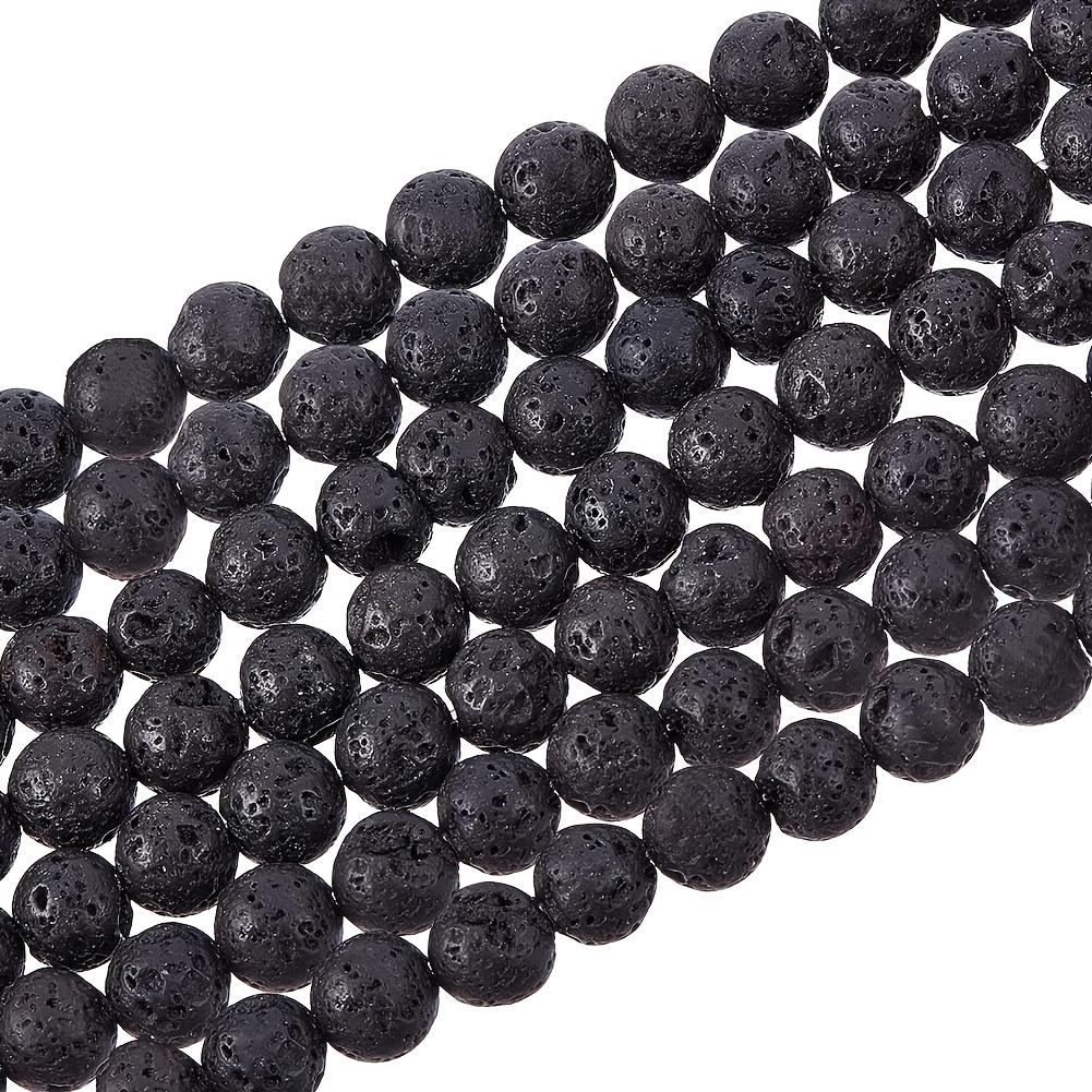 Natural Black Volcanic Lava Stone Round Beads Pick Size - Temu