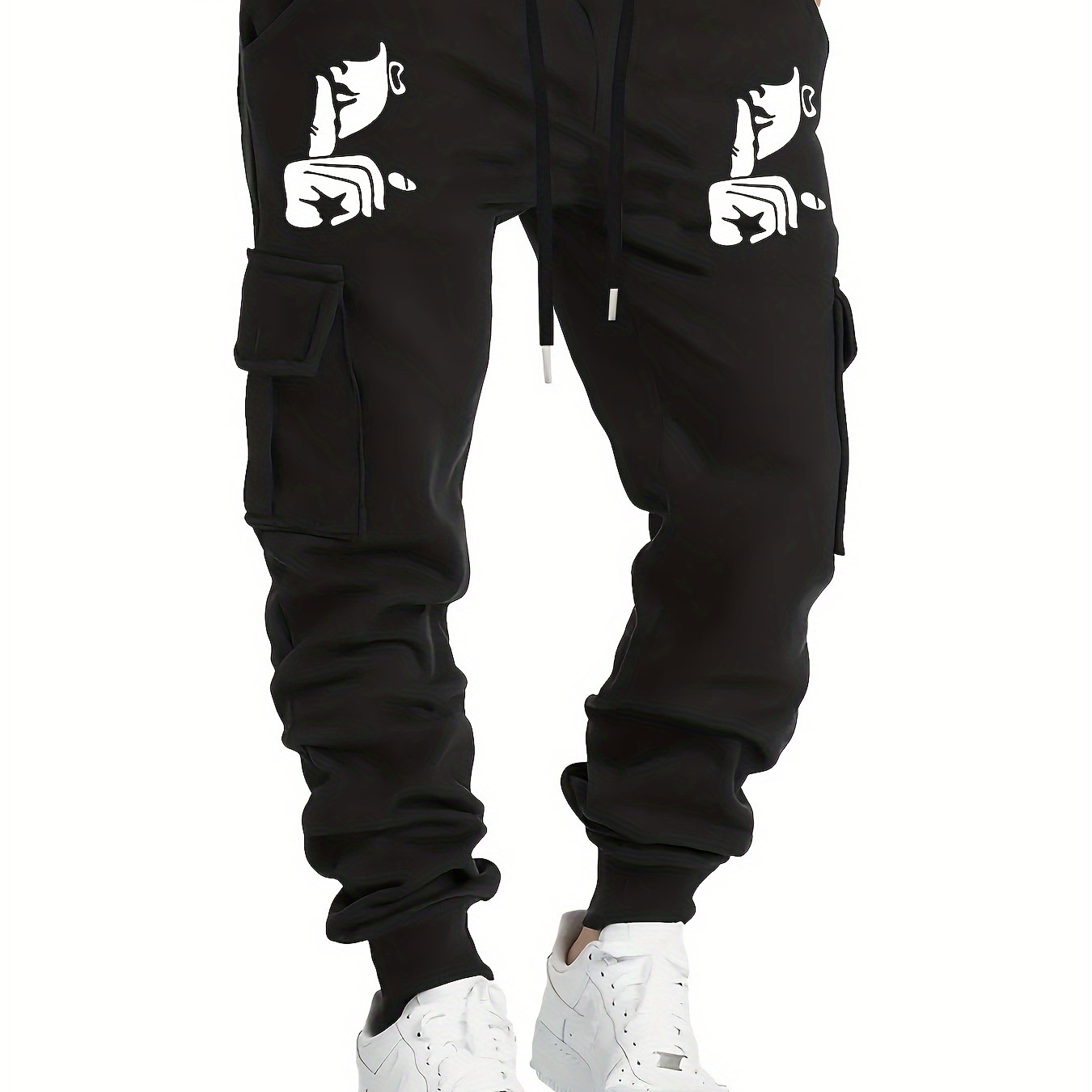 

Plus Size Men's "no Talking" Pattern Graphic Print Joggers For Outdoor Sports