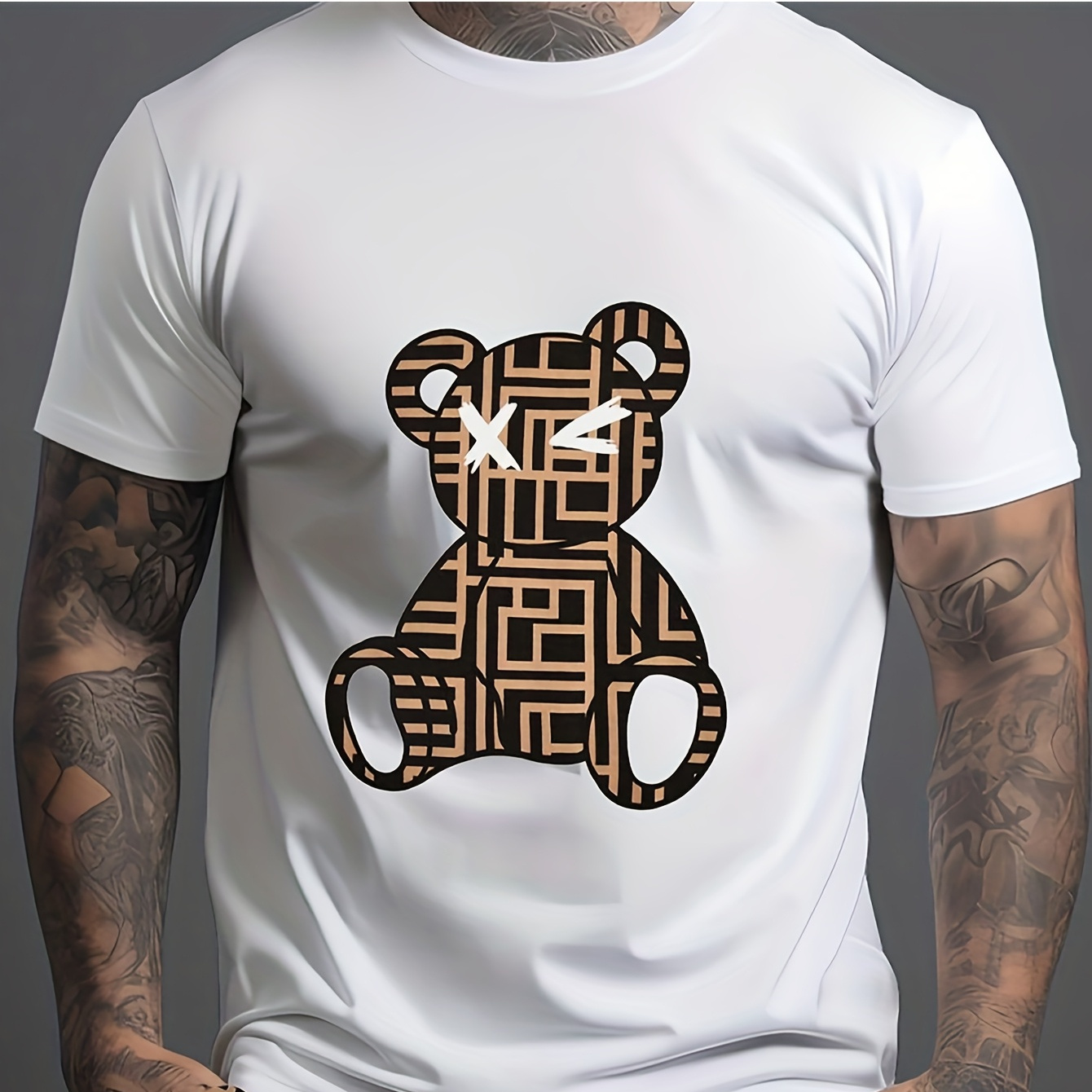

Men Bear And Graphic T- Summer