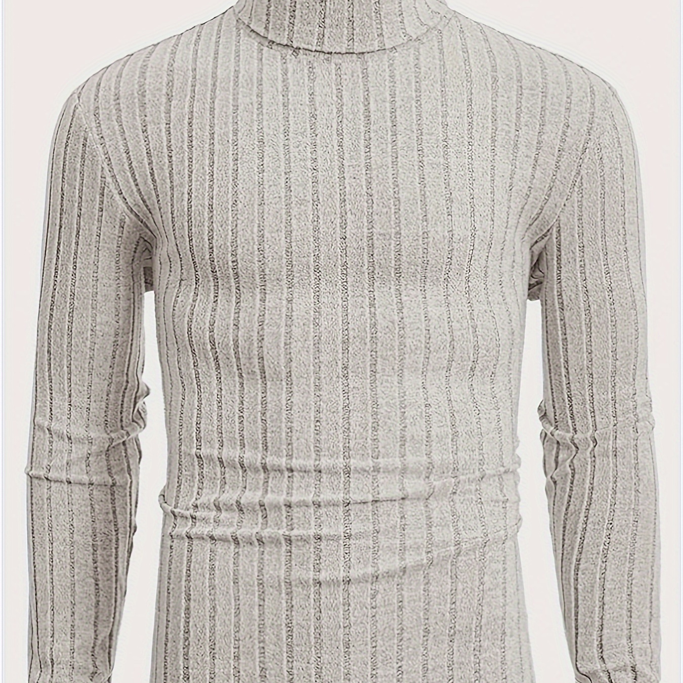 

Men's Stylish Stripe Pattern Knitted Pullover, Casual Breathable Long Sleeve Turtle Neck Sweater For Spring Fall