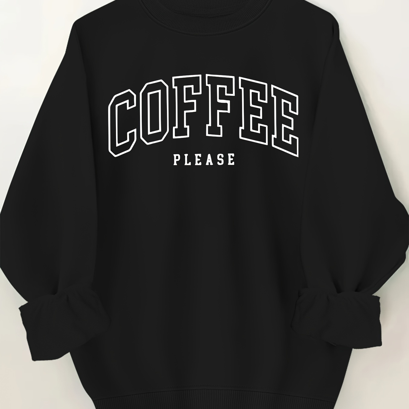 

Plus Size Letter Print Sweatshirt, Crew Neck Casual Sweatshirt For Fall & Spring, Women's Plus Size Clothing