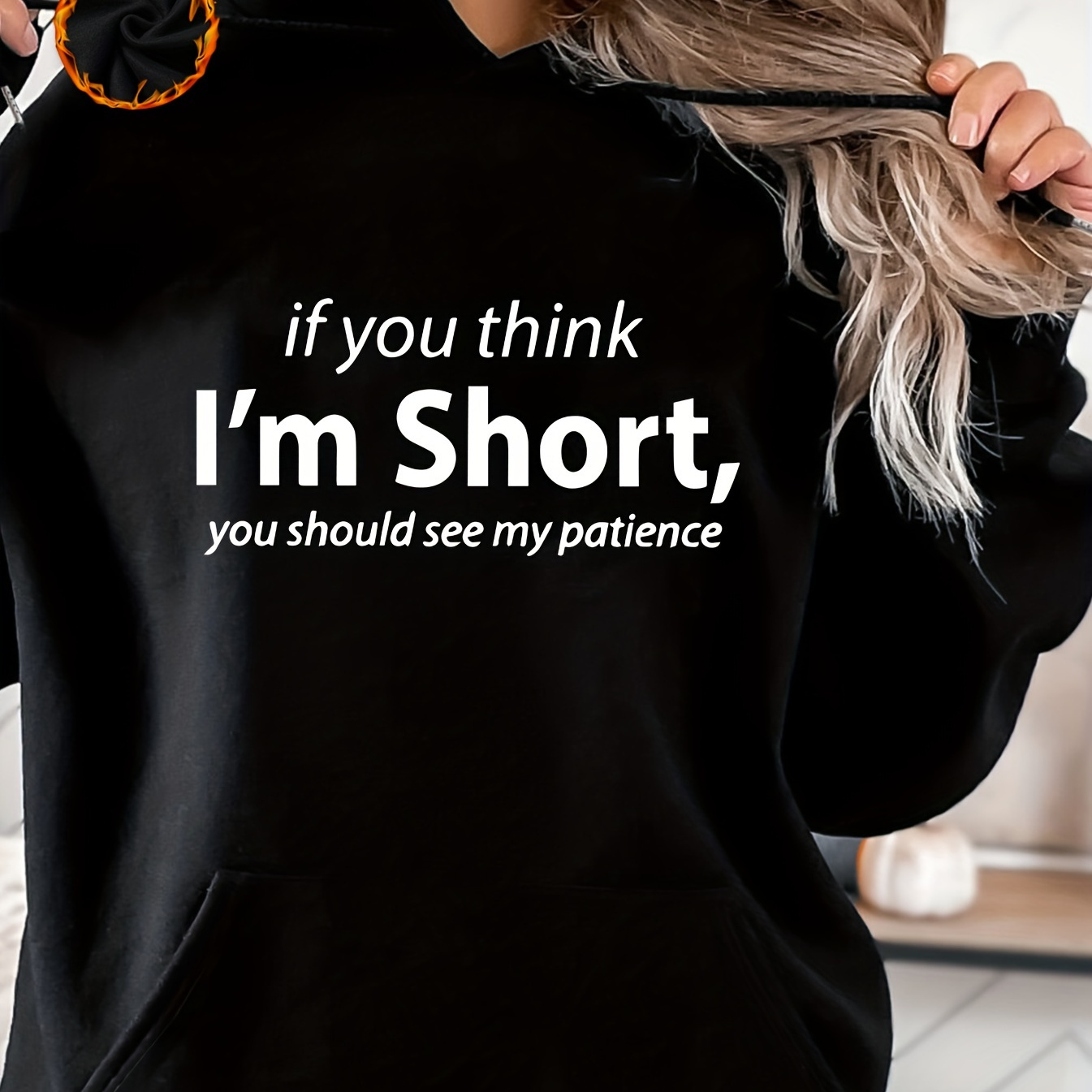 

Plus Size Letter Print Hoodie, Drawstring Casual Hooded Sweatshirt For Winter & Fall, Women's Plus Size Clothing