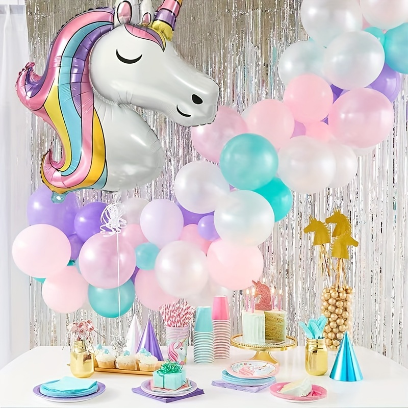 Conjunto Paquete Globo Arreglo Cumpleaños Unicornio - Temu