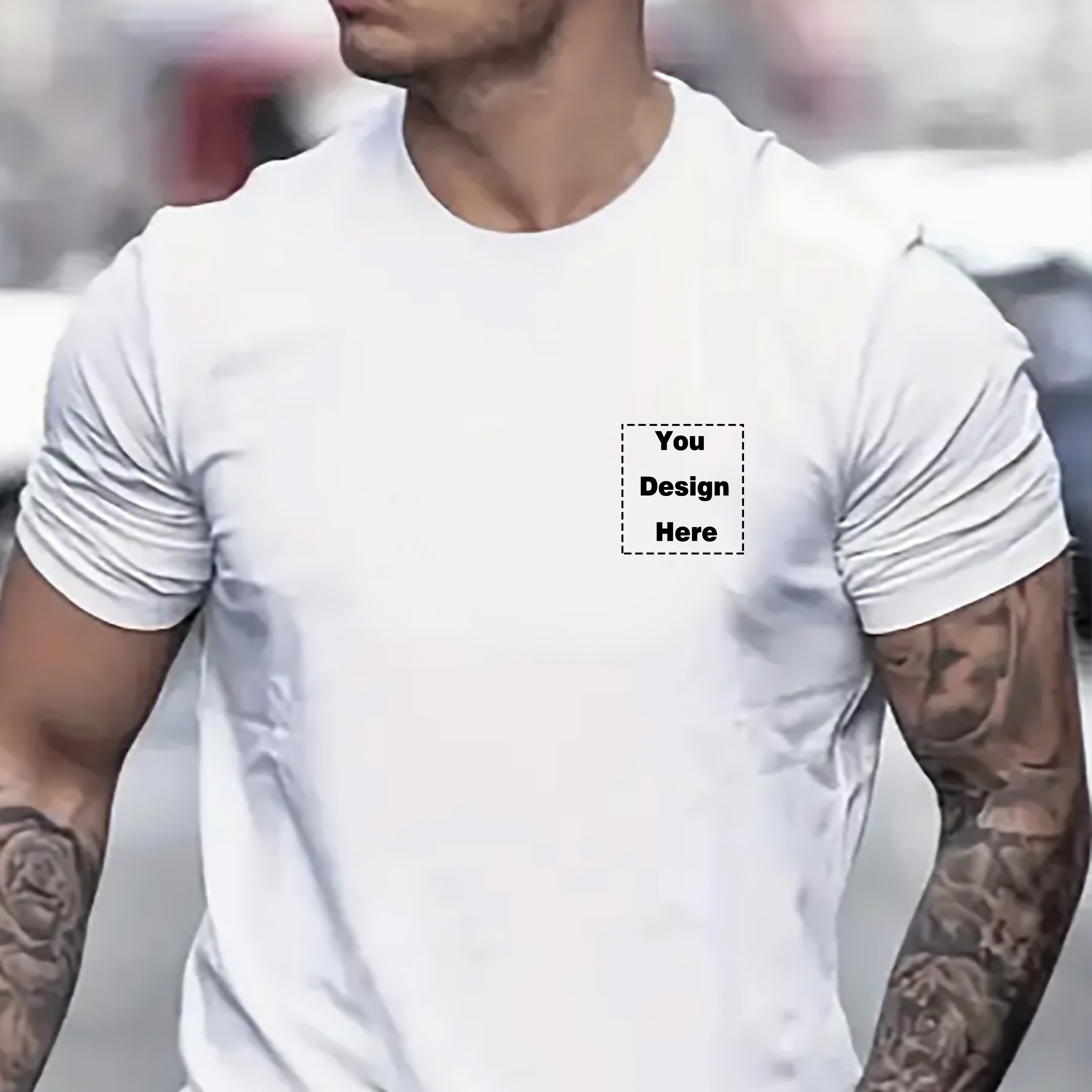 

Men's Custom Print Casual T-shirt, Short-sleeve, Crew Neck, Design Your Own Chest Print