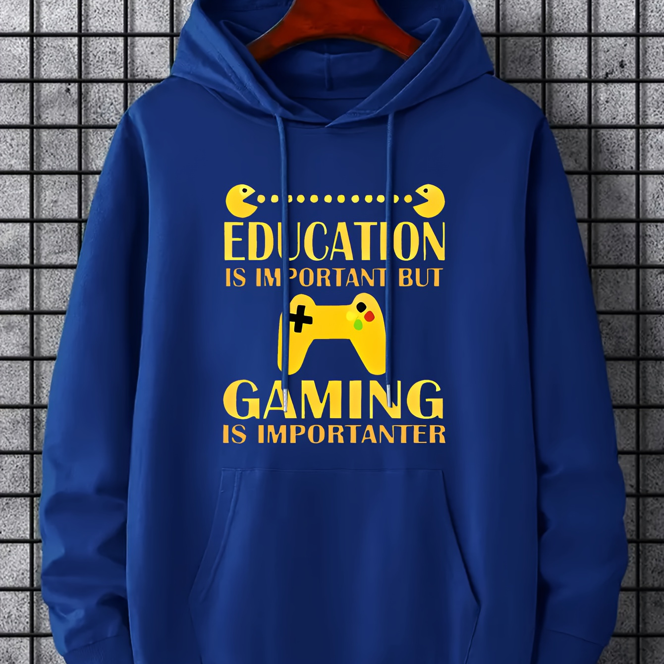 

gaming Is Importanter", Men's Letter Print Hoodie, Active Slightly Stretch Breathable Drawstring Hooded Sweatshirt, Men's Clothing For Outdoor