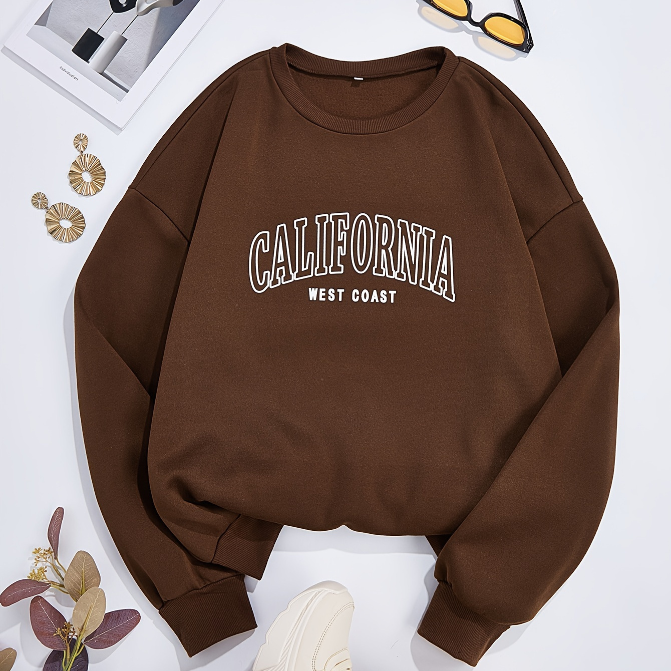

Letter Print Pullover Sweatshirt, Casual Long Sleeve Crew Neck Sweatshirt For Fall & Winter, Women's Clothing