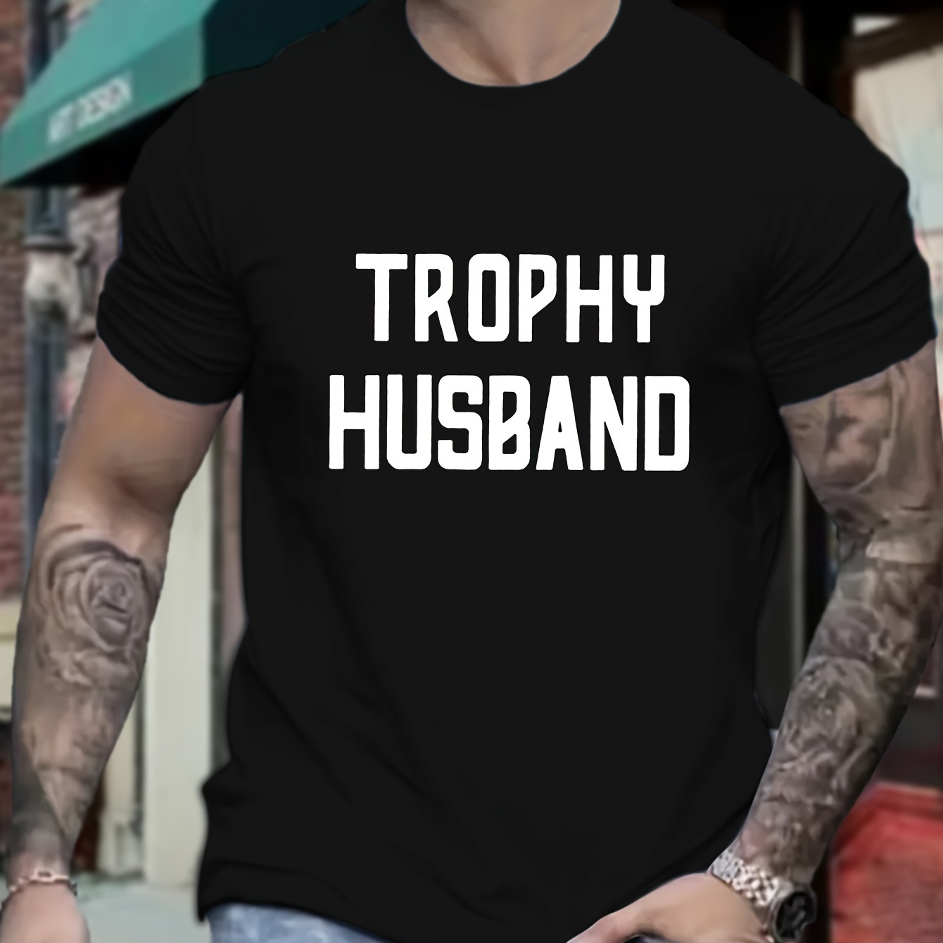 

Plus Size Trophy Husband Print Men's Simple Style Round Neck Short Sleeve Tee Fashion Regular Fit T-shirt Top For Spring Summer Holiday Daily Commute Dates