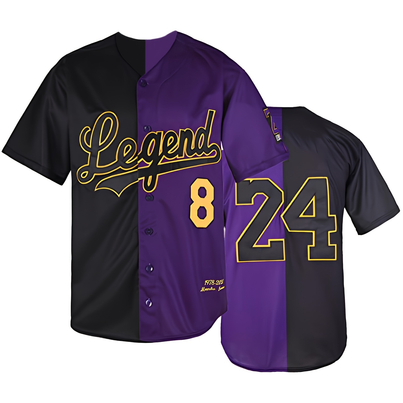 Men's Mamba #824 Baseball Jersey, Active Slightly Stretch Button Up Short Sleeve Uniform Baseball Shirt for Training Competition,Temu