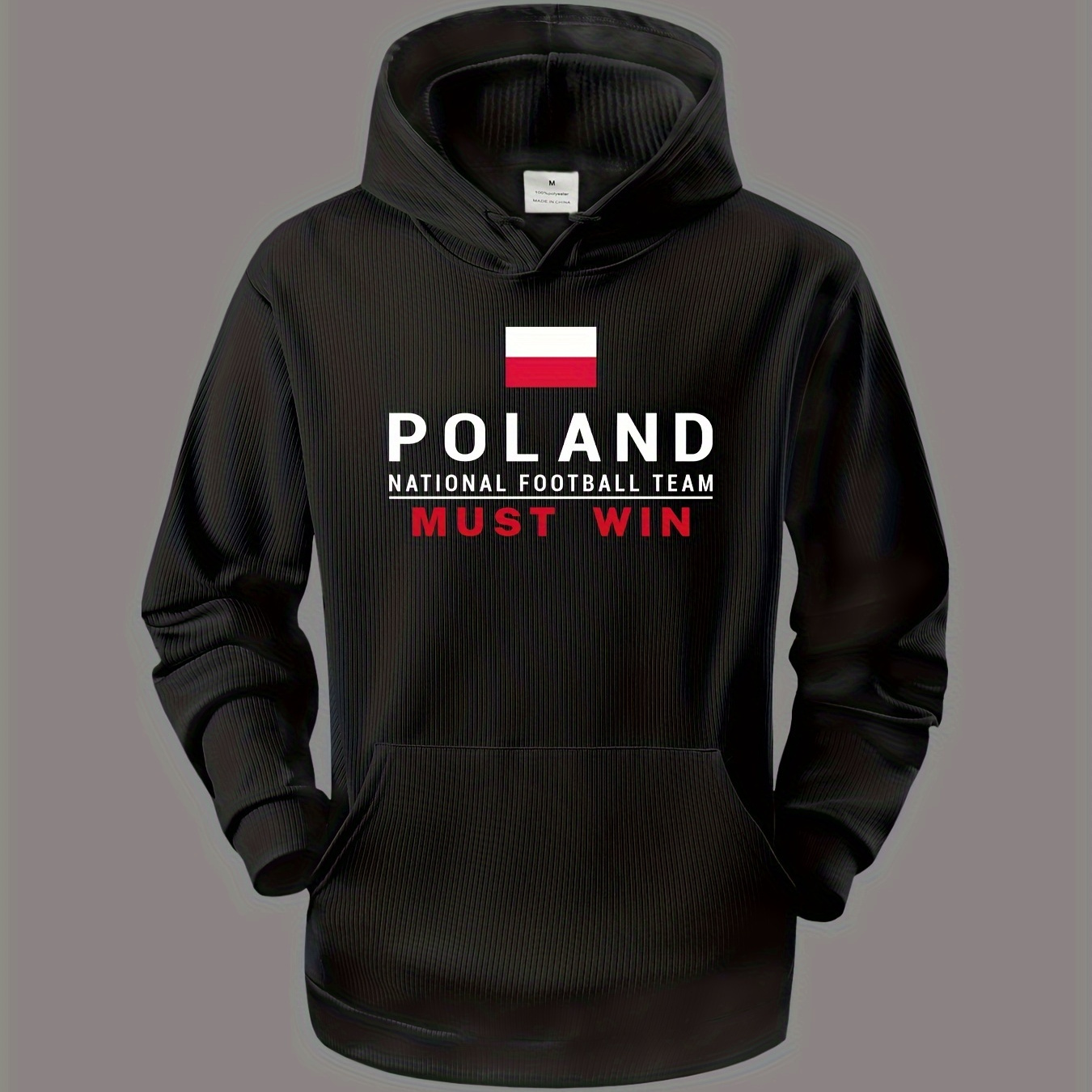 

Poland Men's Casual Hoodie With Kangaroo Pocket - Warm, Long Sleeve Pullover For Fall & Winter Sports And Outdoor Activities