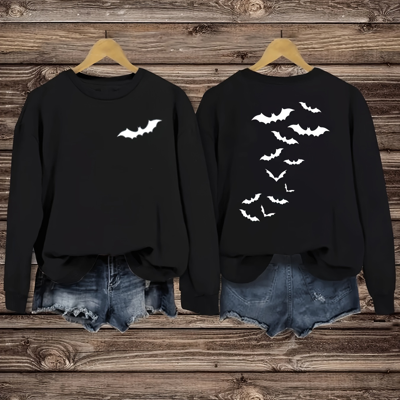 

Halloween Bat Long Sleeve Sweatshirt, Top For Fall & , Women's Clothing