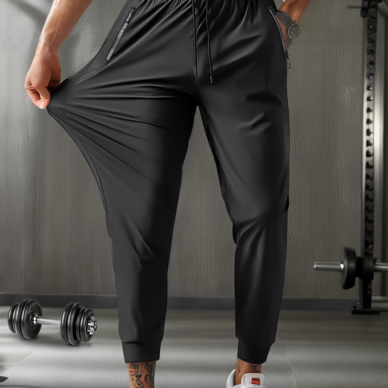 

Men's Solid Regular Fit And Cuffed Sweatpants With Drawstring And Pockets, Breathable And Stretchable Comfy Pants For Sports Wear And Outdoors Activities