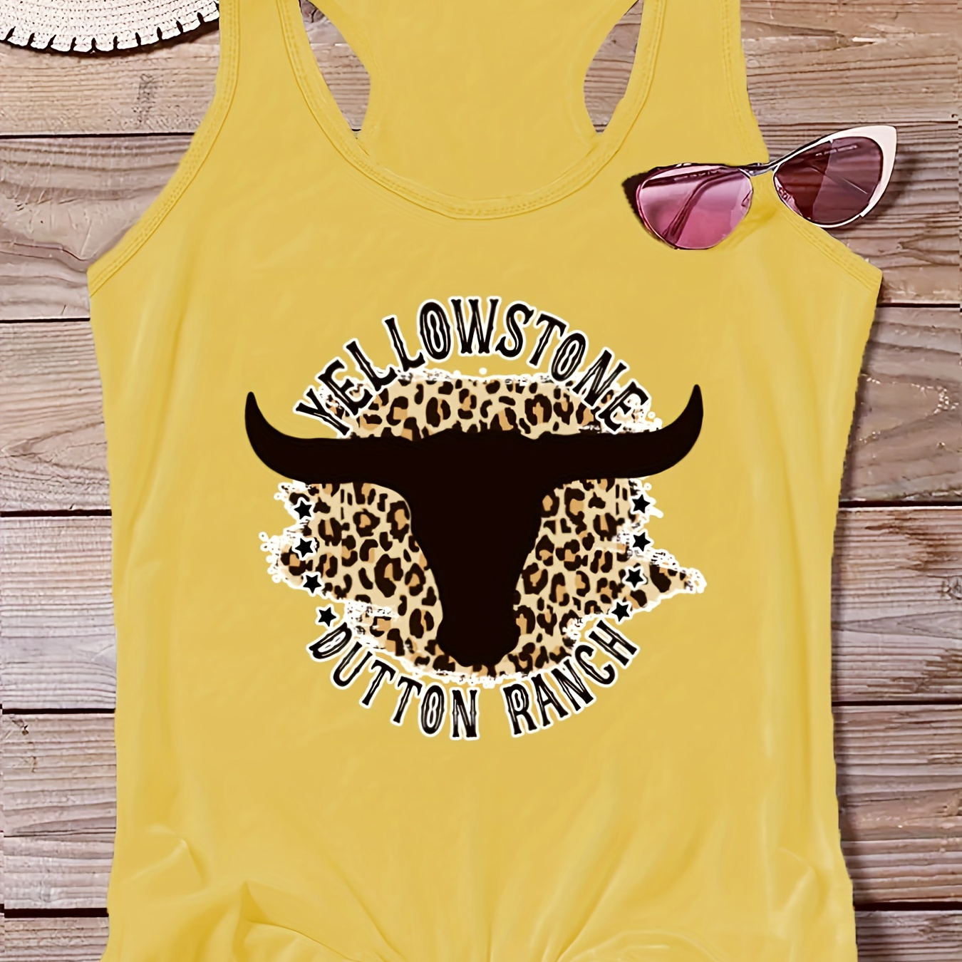 

Plus Size Cow Head Print Tank Top, Casual Crew Neck Sleeveless Tank Top For Summer, Women's Plus Size clothing