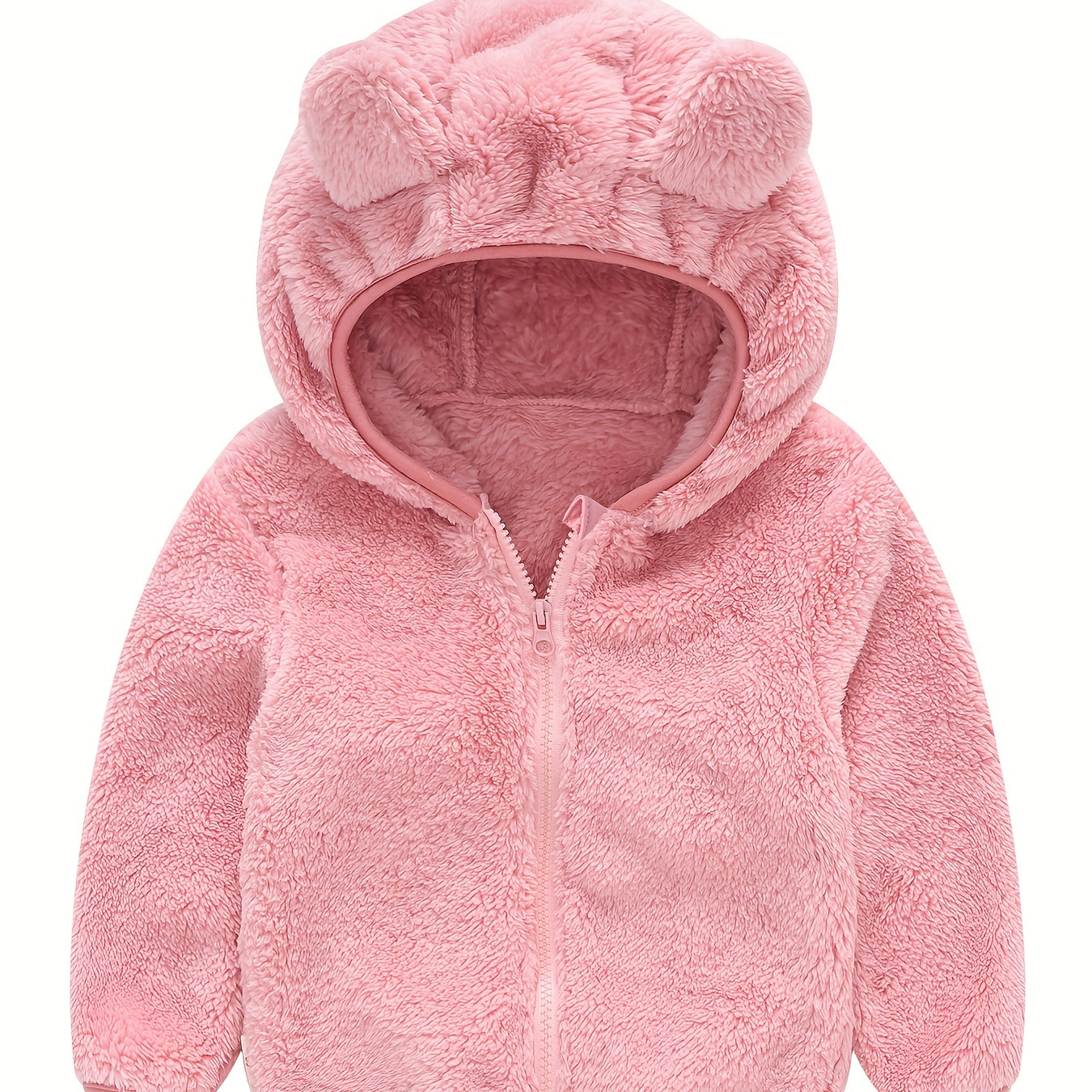 

Toddler Fleece Jacket Baby Boys Girls Hooded Outwear Fall Winter Clothing Cute Bear Ears Zip Up Coat