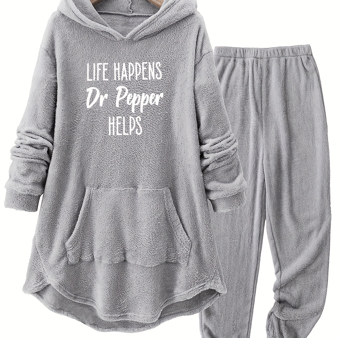 

Plus Size Women's & Set - Graphic, Fleece-lined Outfit For Fall/