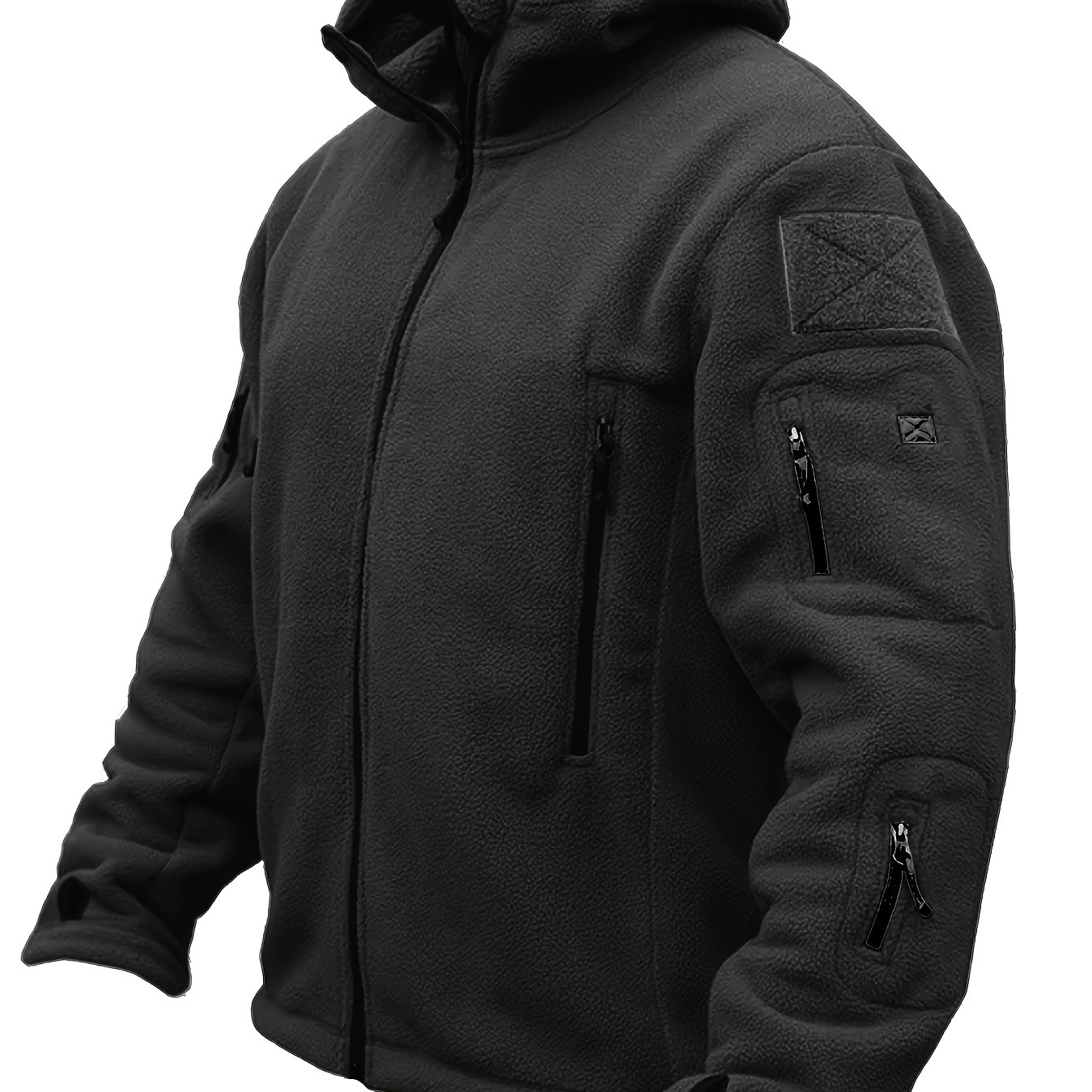

1pc Fleece - Polyester , Long Sleeve Zippered Hooded Sweatshirt For & , Regular Fall/