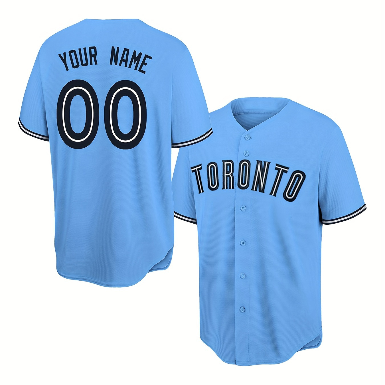 

Customized Name And Number Design, Men's Toronto Embroidery Design Short Sleeve Loose Breathable V-neck Baseball Jersey, Sports Shirt For Team Training