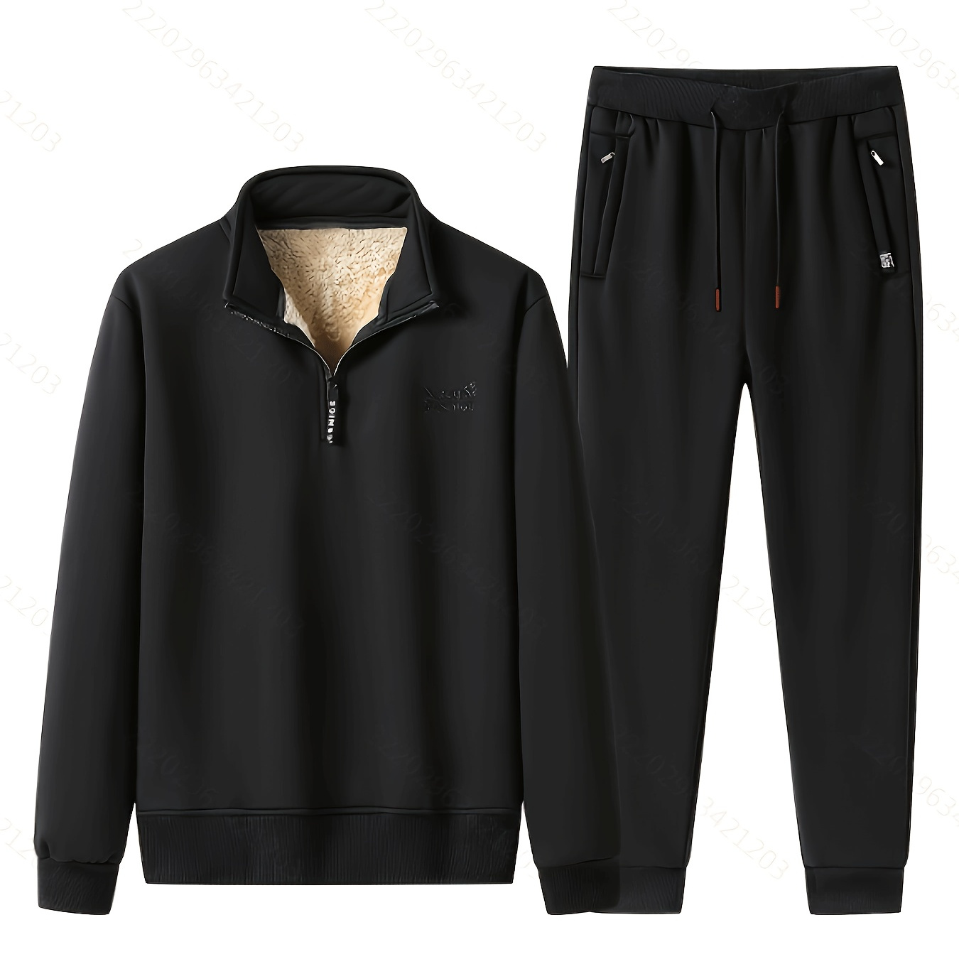 

2pcs Fleece-lined Fall/ Set, Knitted Top & Pants